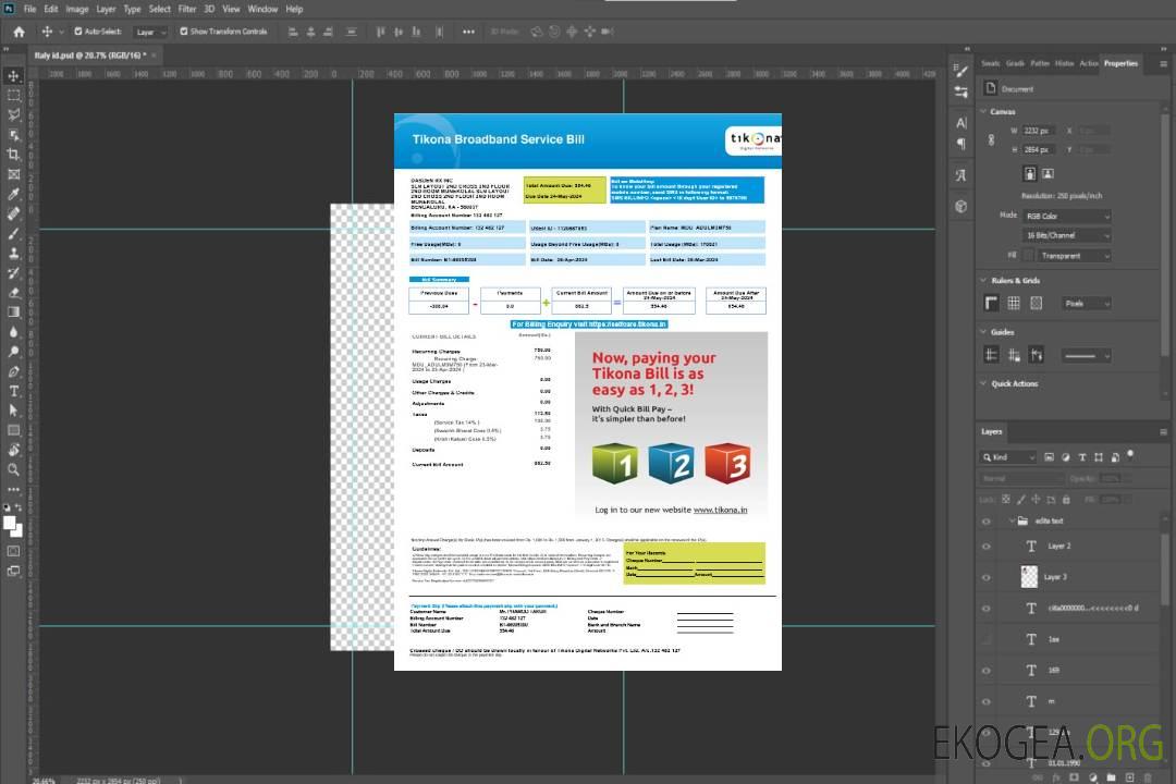 INDONÉSIE TIKONA facture de services publics modèle Word et PDF template